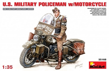 MiniArt 1/35 Scale - US Military Policeman with Motorcycle