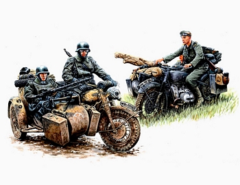 Masterbox 1/35 Scale - German Motorcycle Troops on the Move